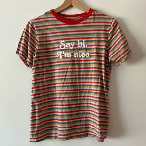 Ban.do Striped Say Hi I’m Nice Tee